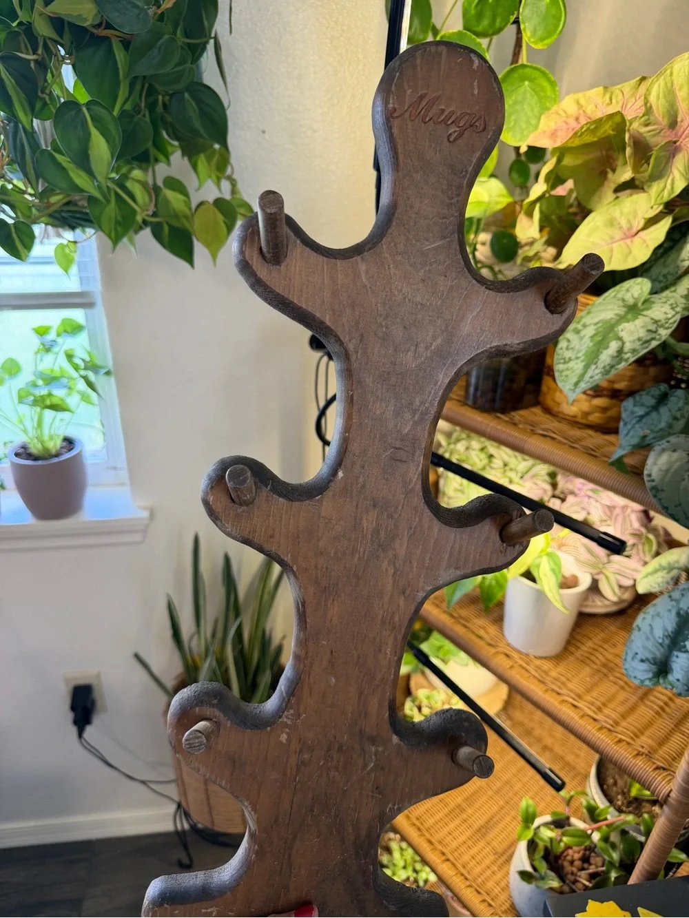 Wooden Multi-Hook Wall Rack - Brown